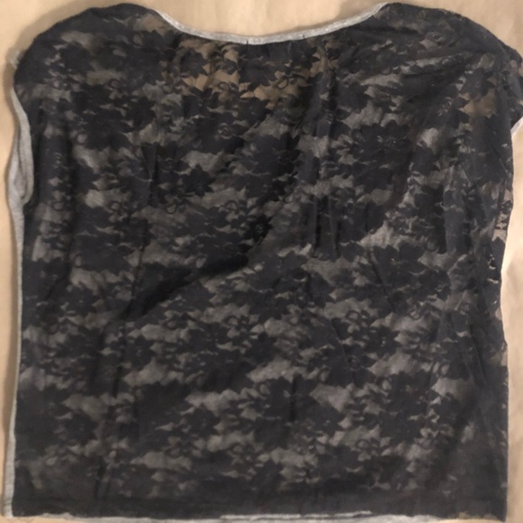 New York gray & black lace top - Picture 2 of 3